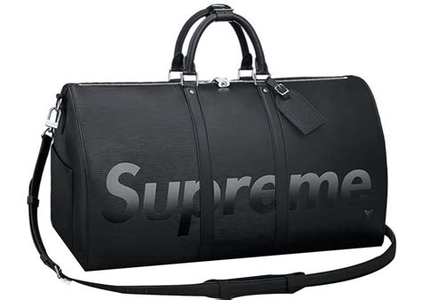 supreme lv holdall|Louis Vuitton x Supreme Keepall Bandouliere Epi 55 Black .